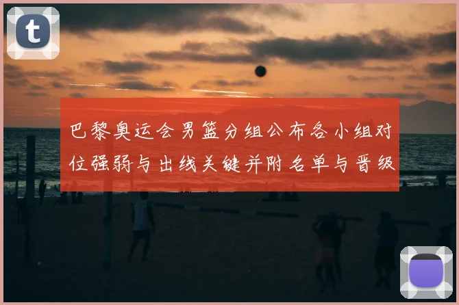 巴黎奥运会男篮分组公布各小组对位强弱与出线关键并附名单与晋级前景